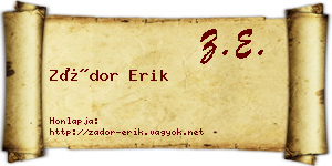 Zádor Erik névjegykártya